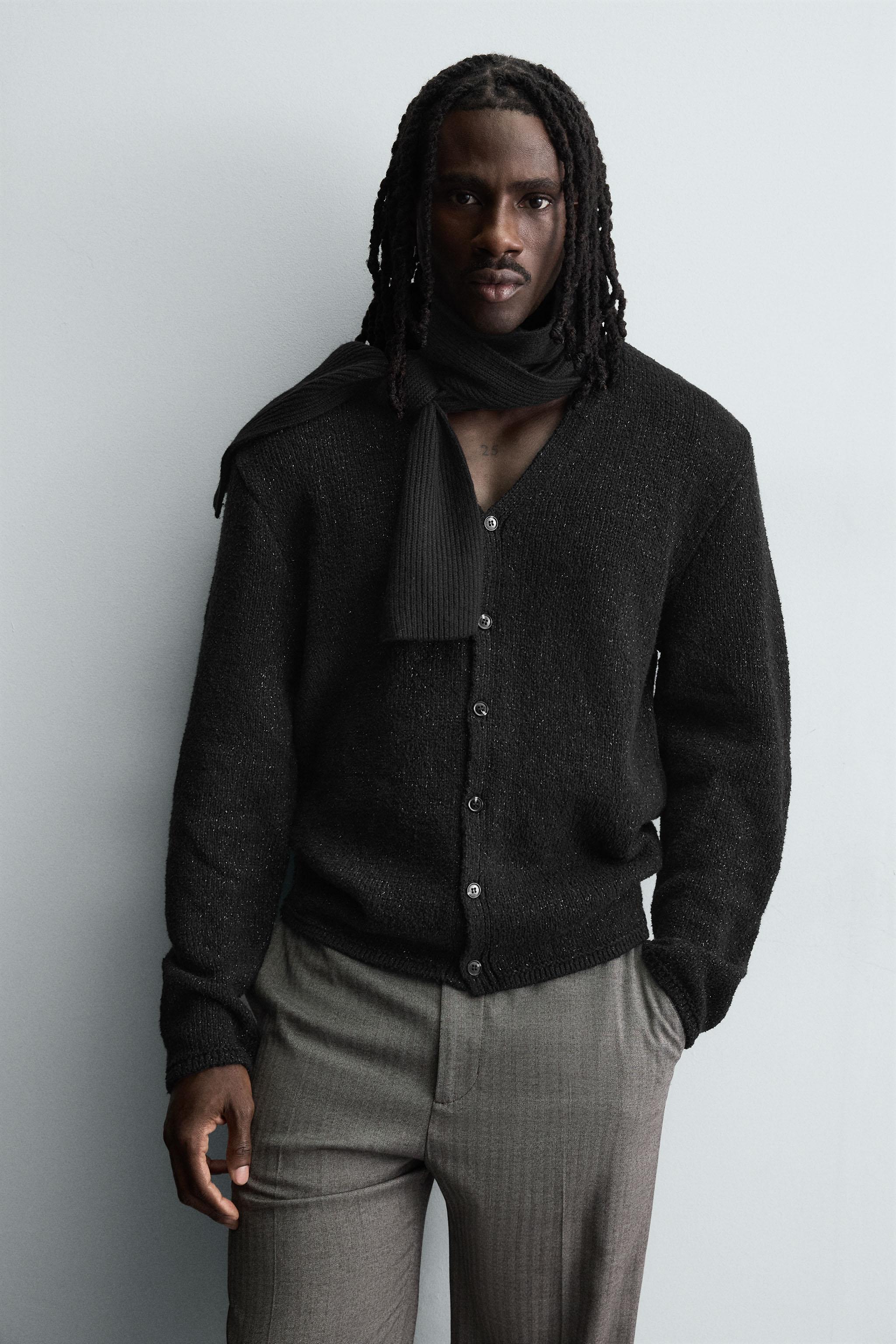 SHINY TEXTURED CARDIGAN